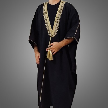 Wool Abaya | Black & Gold