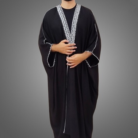 Wool Abaya | Black & Silver