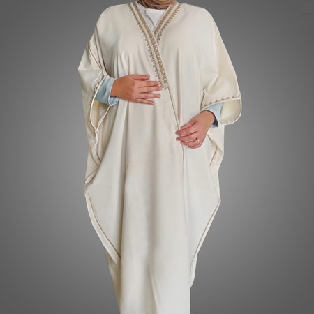 Wool Abaya | White & Gold