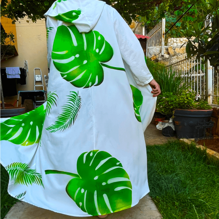 Leaf Kaftan | White & Green