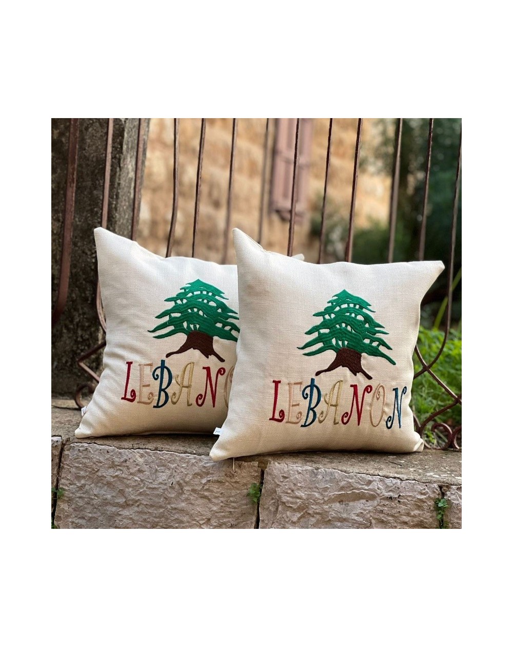 Cushion Throw pillow flag Lebanon, cedar planted, Lebanese Coffee cup