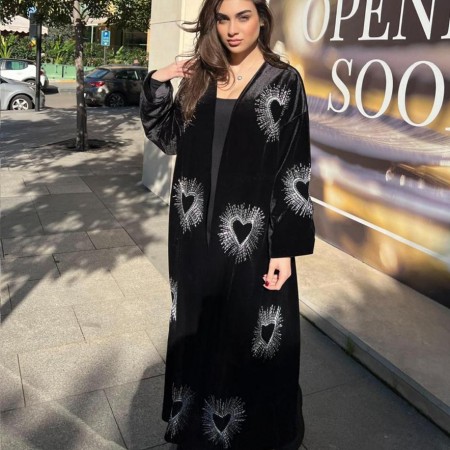 Heart Kaftan Black