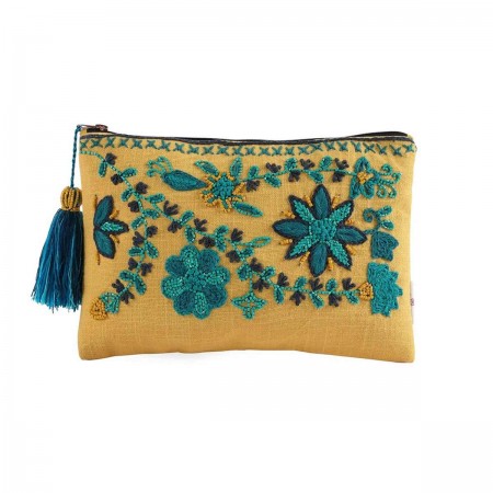 Floral Pouch | Yellow & Blue