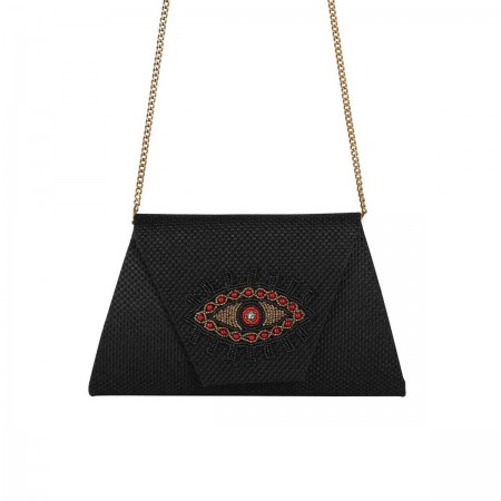 Golden Evil Eye Clutch | Black