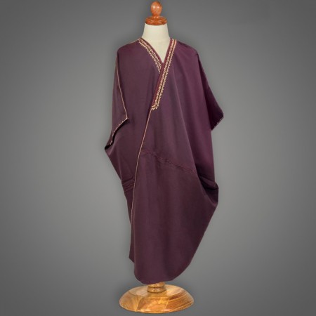 Wool Abaya | Burgundy & Gold