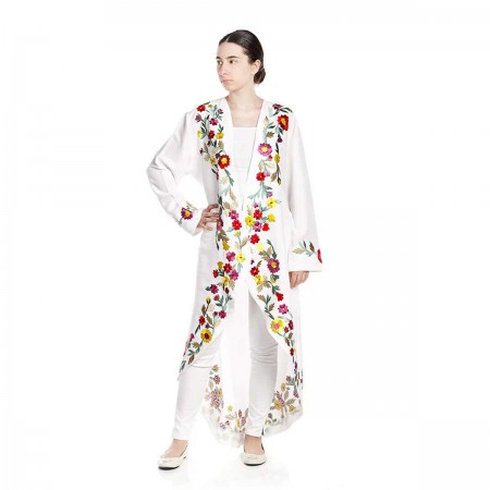 Floral Abaya | White