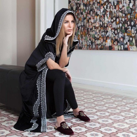 Velvet Embroidered Abaya |...